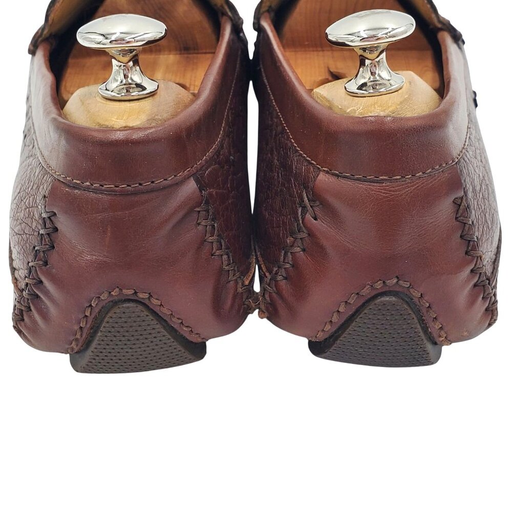 Italy Zelli Indy Men's size 10 Brown Ostrich Leather Casual Driving Loafer shoes - Picture 3 of 12